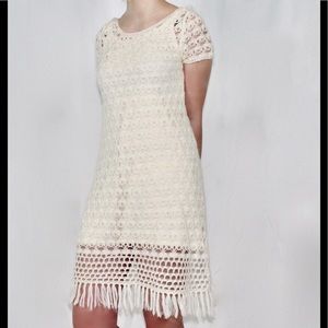 🌫Cream Wool Lace Dress with Tassels🌫